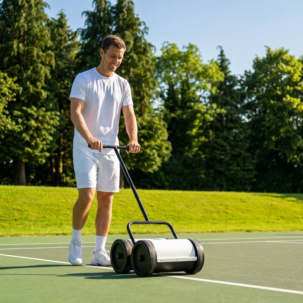 Tennis Court Line Sweeper made from lightweight PVC for outdoor use