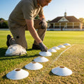 White cricket fielding discs, 6 inches in diameter, durable plastic - product detail