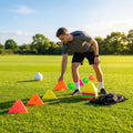 Training marker cones in vibrant Fluro colours for sports drills