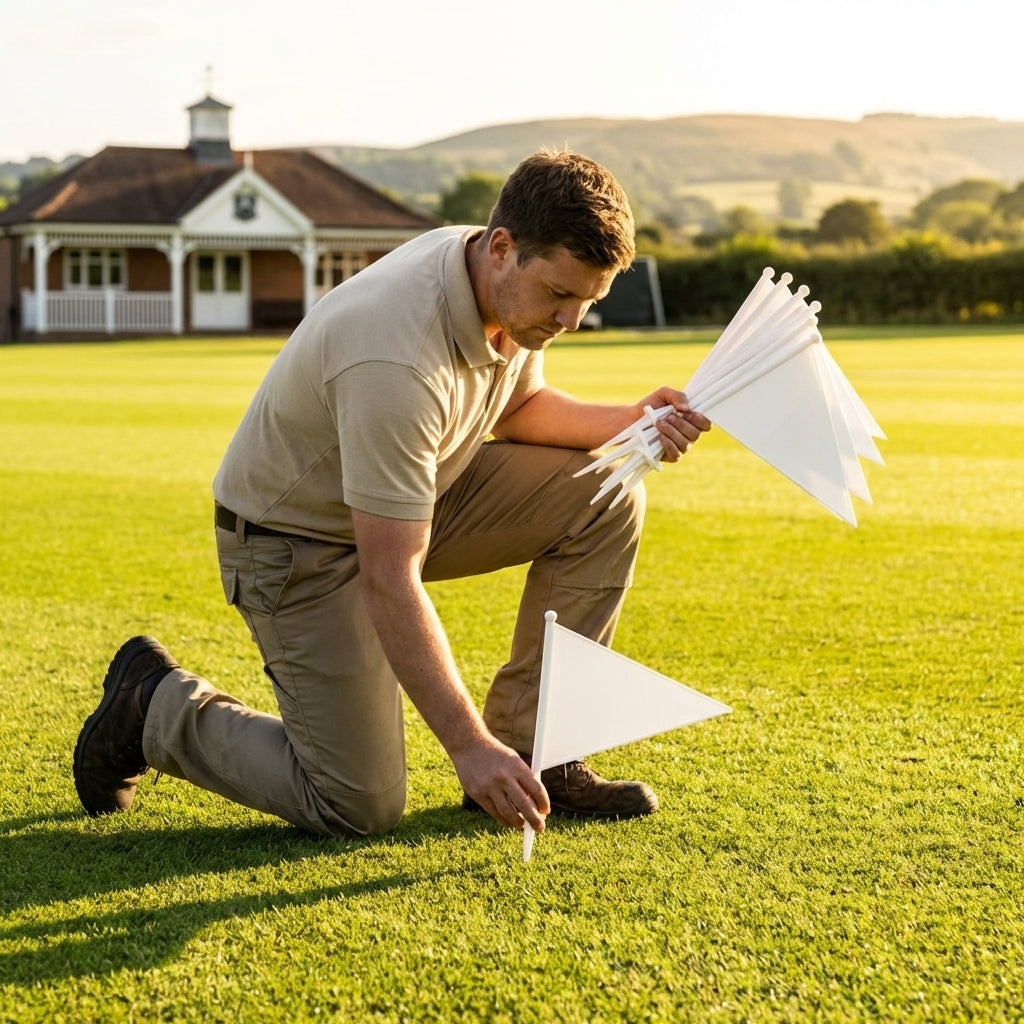 Cricket Boundary Marker Flags, white plastic for school and club pitches - product detail