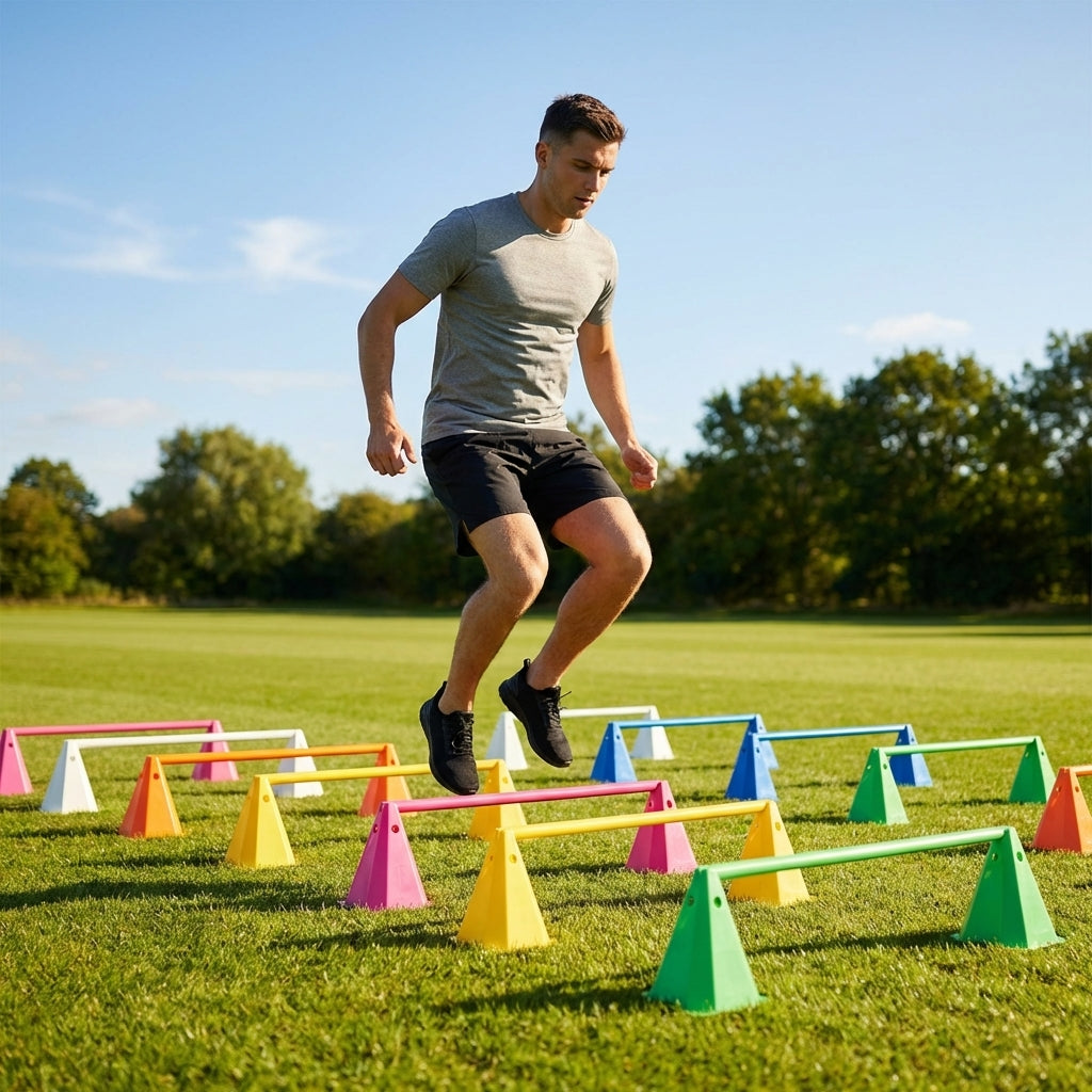 Training cones in bright colours for sports and fitness