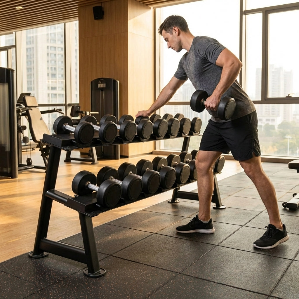 Heavy duty steel dumbbell rack for gym use