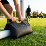 Heavy-duty black football sandbag for secure goal placement