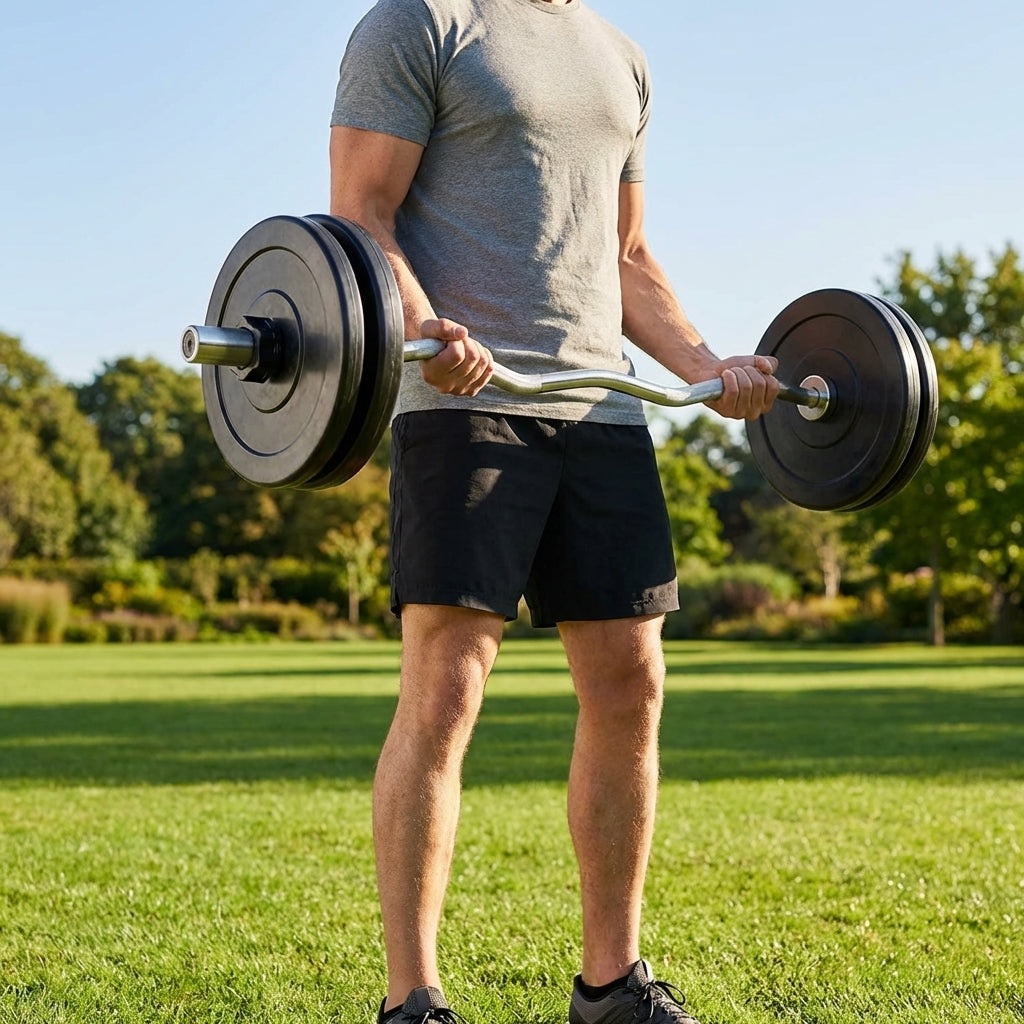 EZ Curl Bar for gym workouts, featuring steel construction