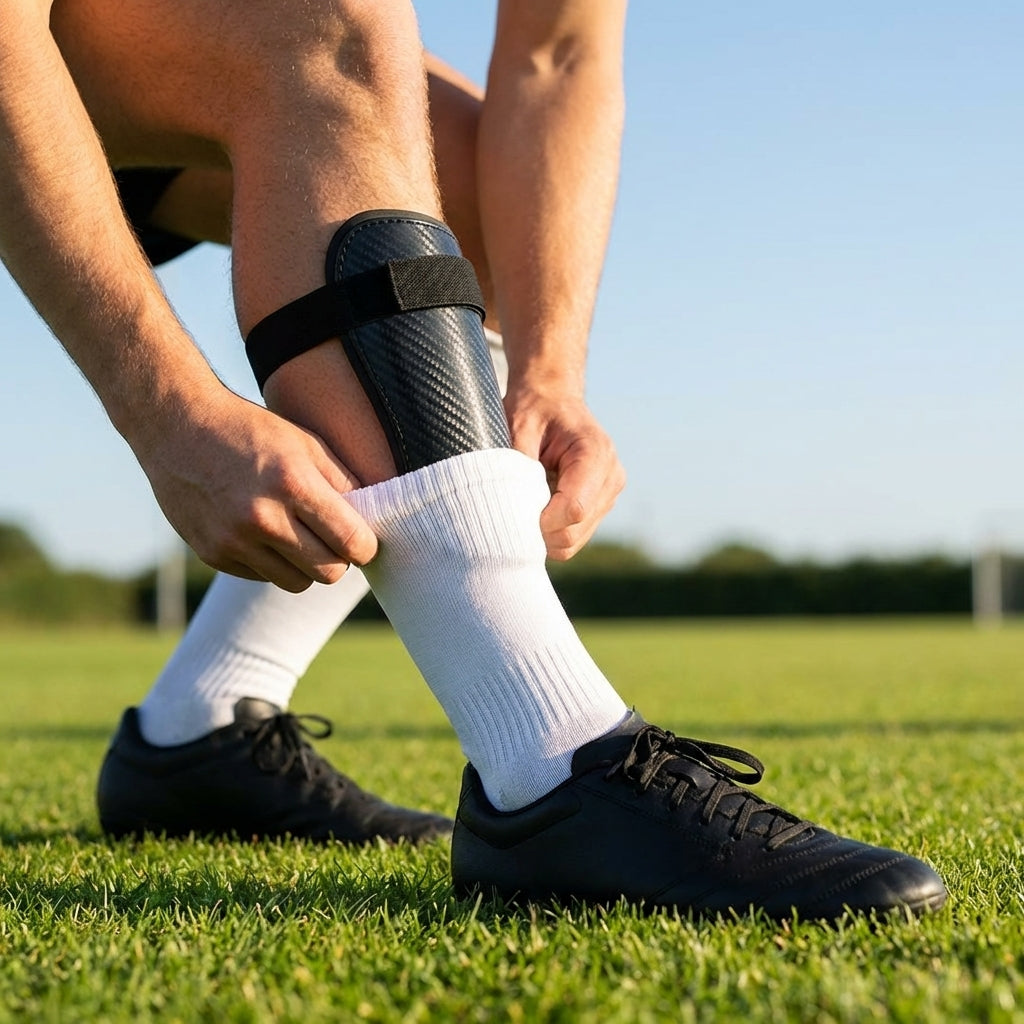 Shin Pads with Carbon-Effect Shell for Football Protection