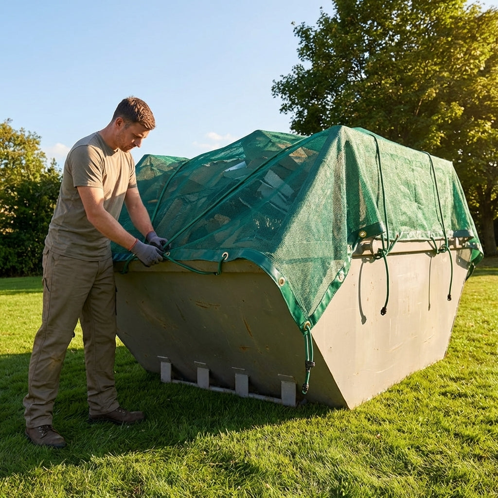 Heavy-duty mesh skip net for outdoor use