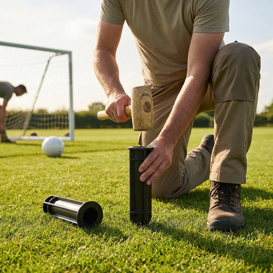 Football goal ground sockets in various sizes, made from steel and aluminium