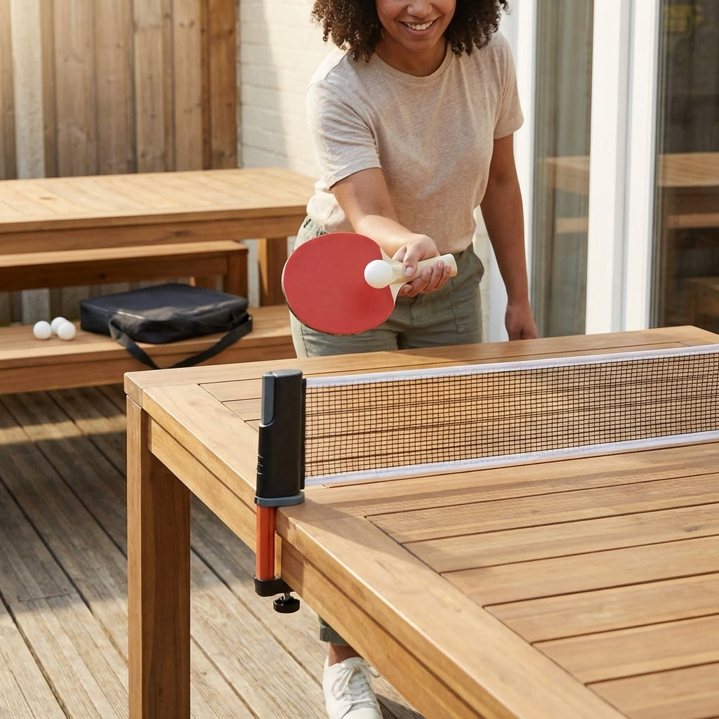 Table Tennis Set with 6 Plywood Bats in Black and Red