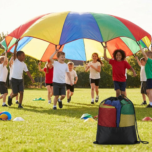 Colourful kids parachute with handles for indoor and outdoor games - product detail