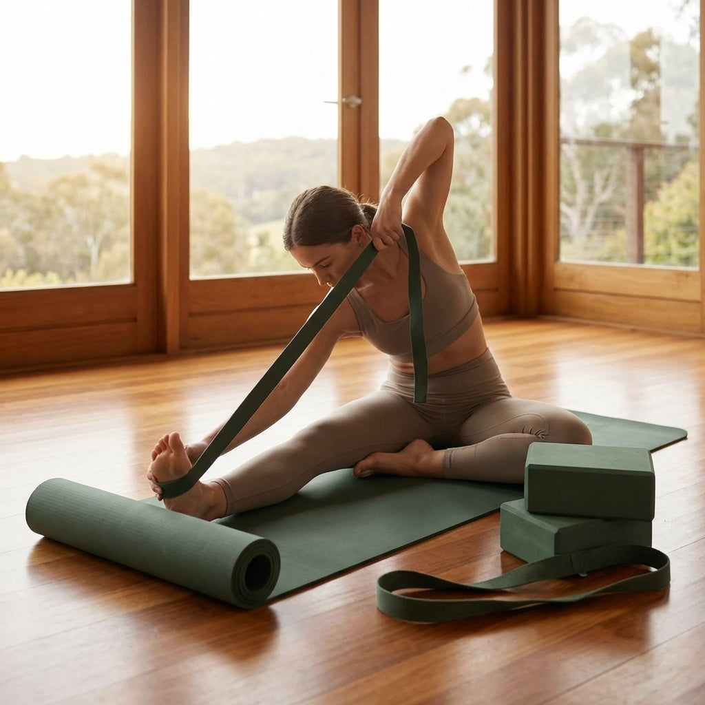 Yoga essentials bundle with mat, blocks, and straps