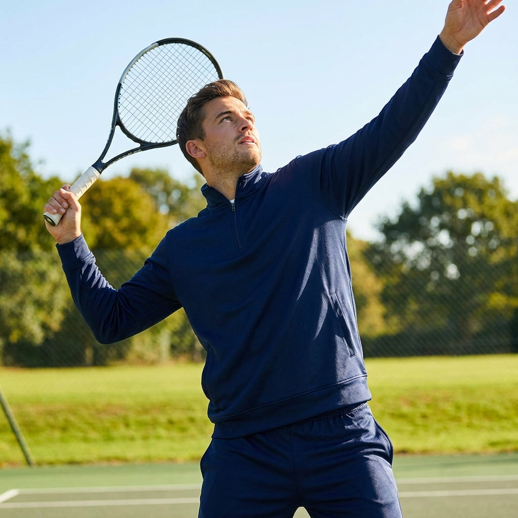 Men's quarter zip tracksuit in lightweight polyester