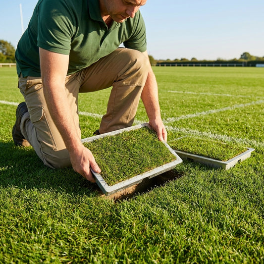 Ground Socket Turf Trays made of Aluminium and Rubber for Rugby Pitches