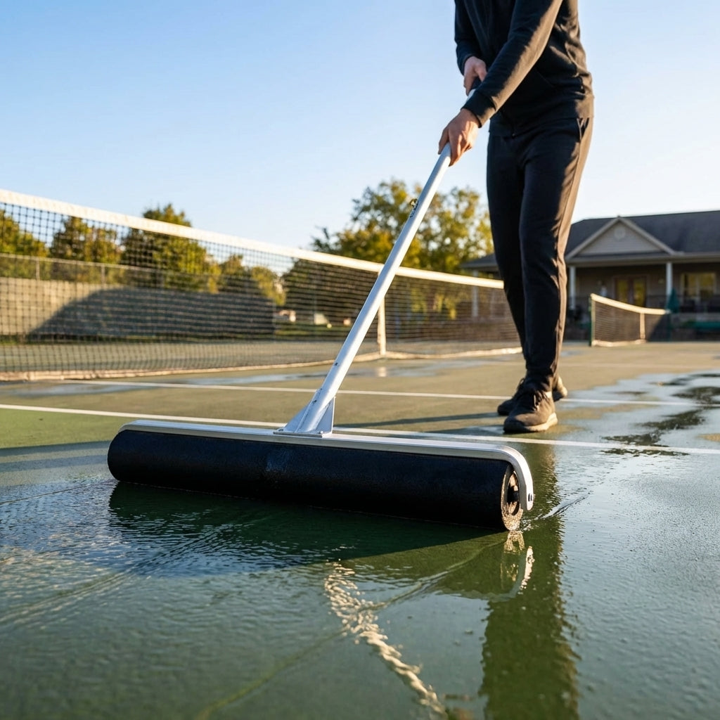 Baseball field squeegee with black PU foam roller and aluminium handle - product detail