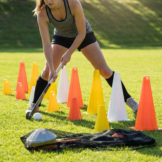 Bright hockey training marker cones in various sizes and colours - product detail