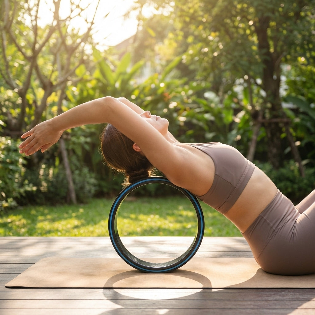 Blue yoga wheel with ABS and TPE foam for stretching