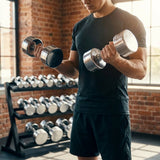 Chrome dumbbells for commercial use, featuring hardened chrome steel