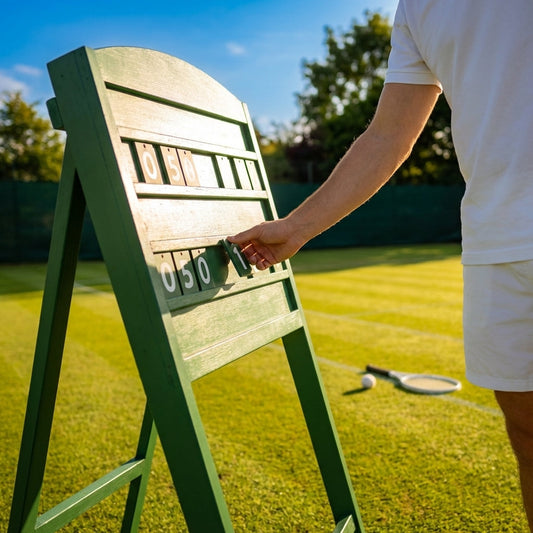Freestanding Wooden Tennis Scoreboard with High-Visibility Cards - product detail