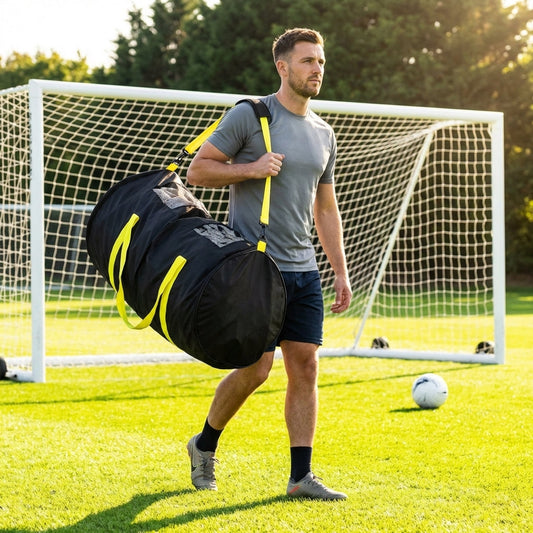 Football Goal Net Carry Bag in Black Nylon for convenient storage