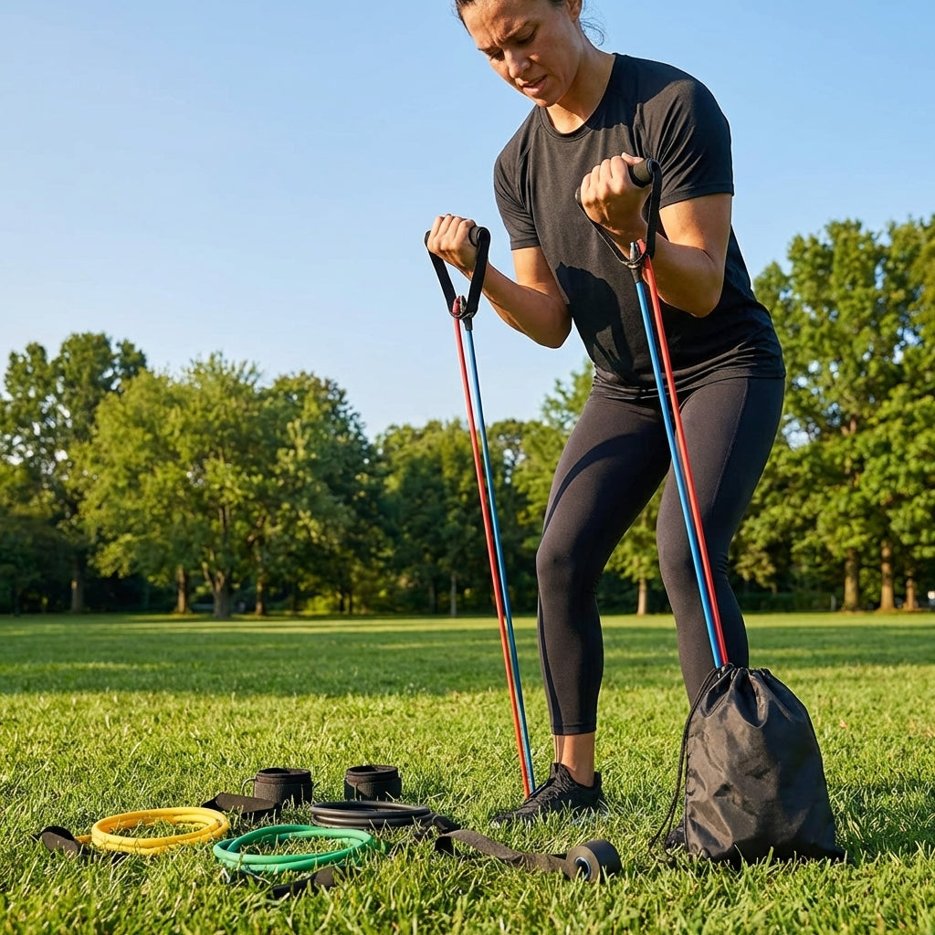 Resistance bands set with handles and door anchor for workouts - product detail