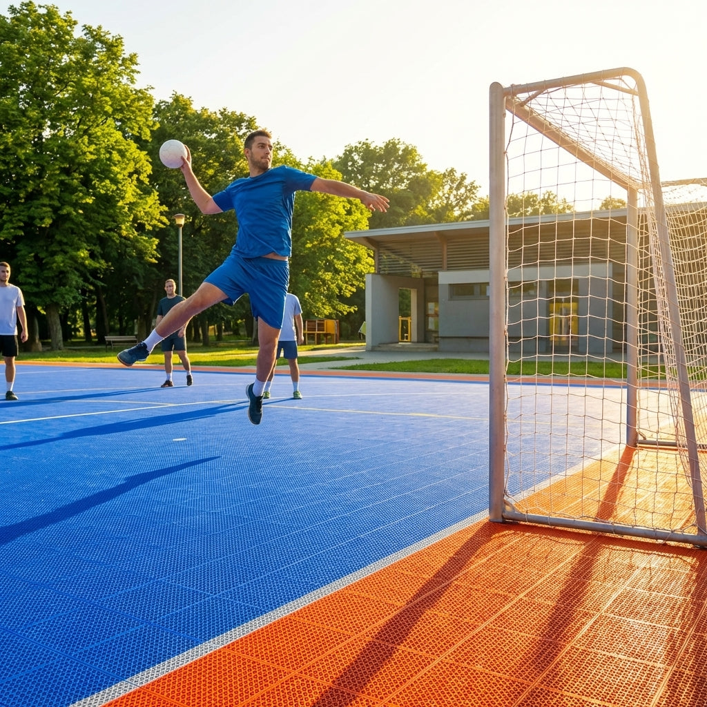 Handball floor tiles in custom colours for indoor and outdoor use - product detail