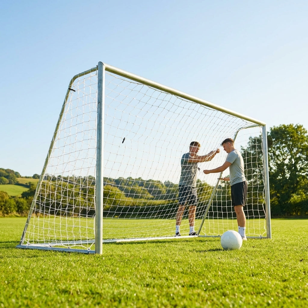 Replacement goal net for 8x6ft football goals in white HDPE