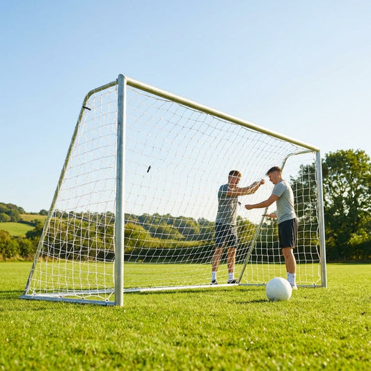 Replacement goal net for 8x6ft football goals in white HDPE