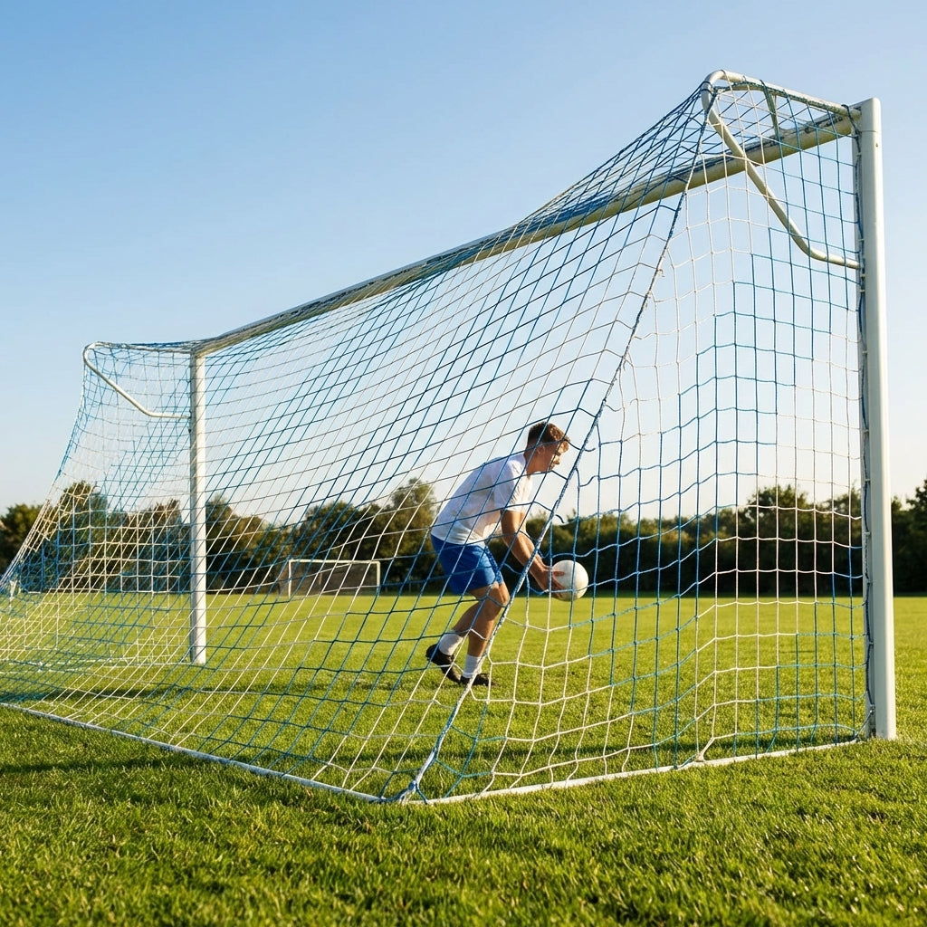 Multi-colour football goal nets for full-size goals