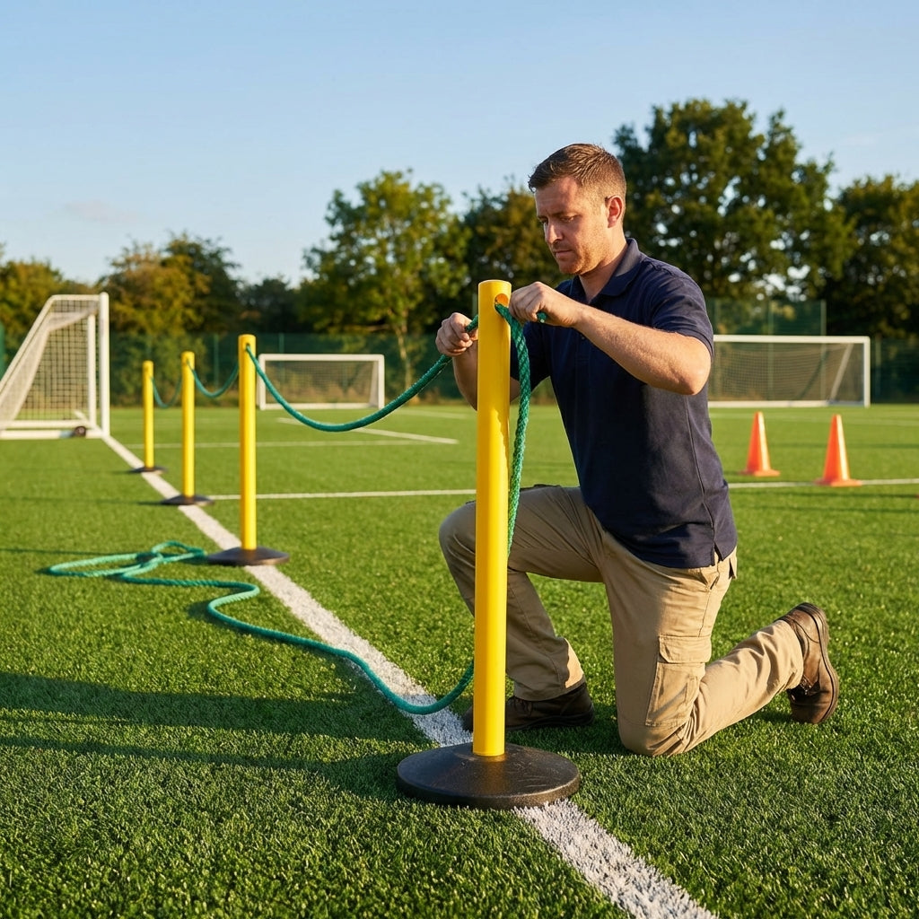 Fluro yellow astroturf crowd control barrier, sports events - product detail