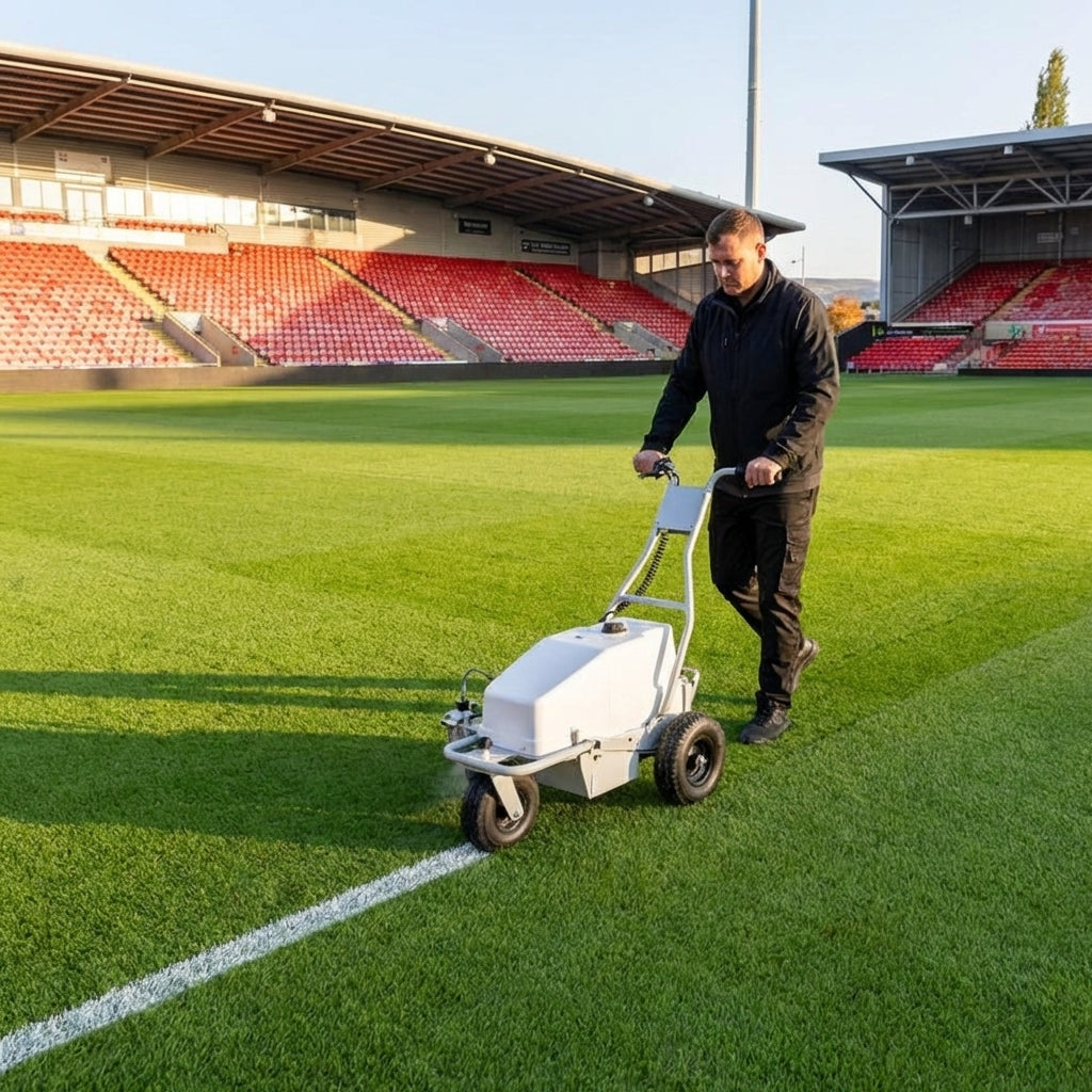 Electric line marking machine for sports pitches with adjustable features