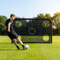 Football goal target sheet with yellow circles for training