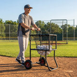 Baseball ball carry cart with durable steel frame and mesh netting