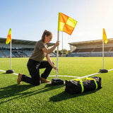 Football Corner Flags Set with Yellow/Orange Flags and Rubber Base