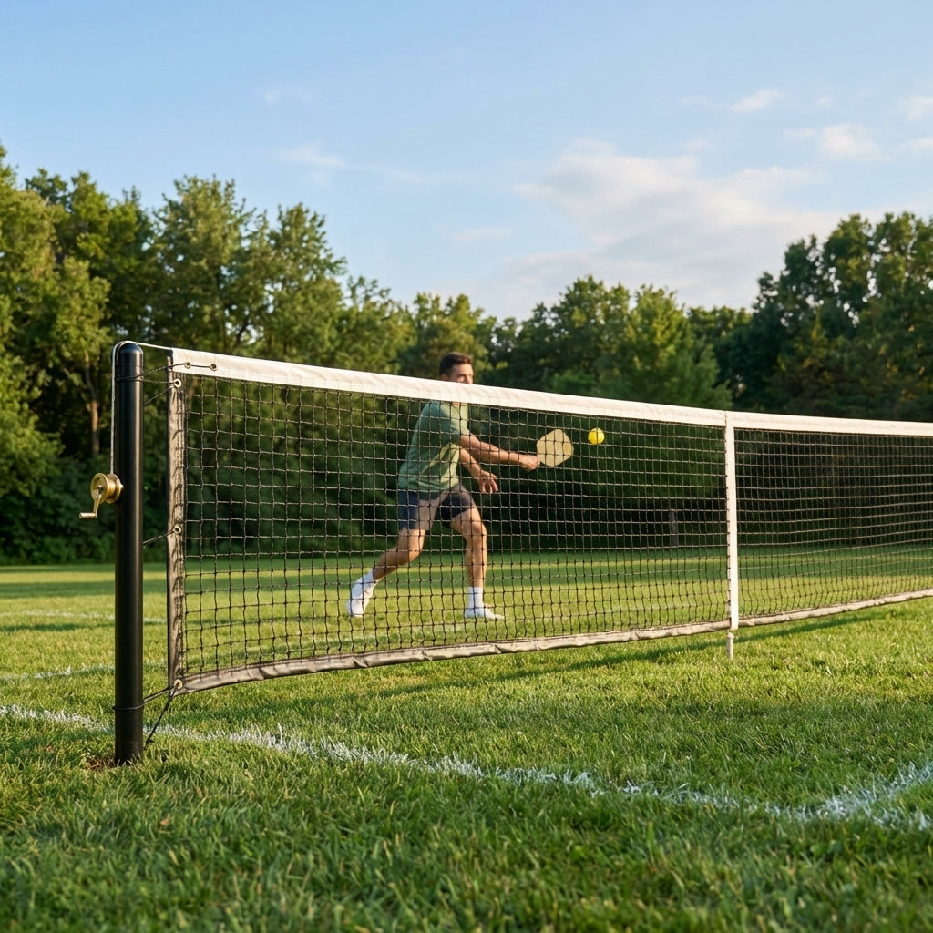Pickleball post and net set for outdoor use