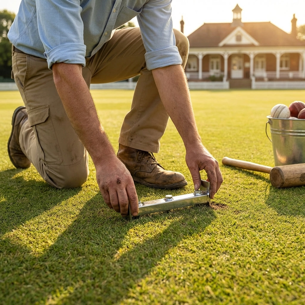 Stainless steel cricket stump gauge for accurate positioning