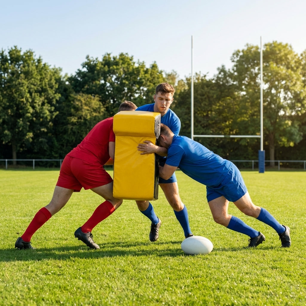 Rugby wrap around shields in yellow and black for training drills