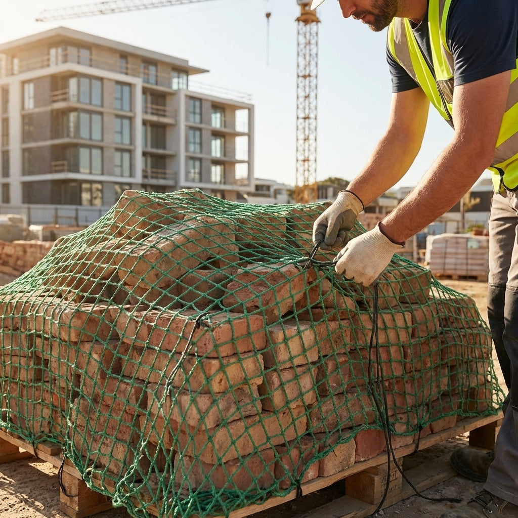 Heavy-duty brick netting in green for industrial use