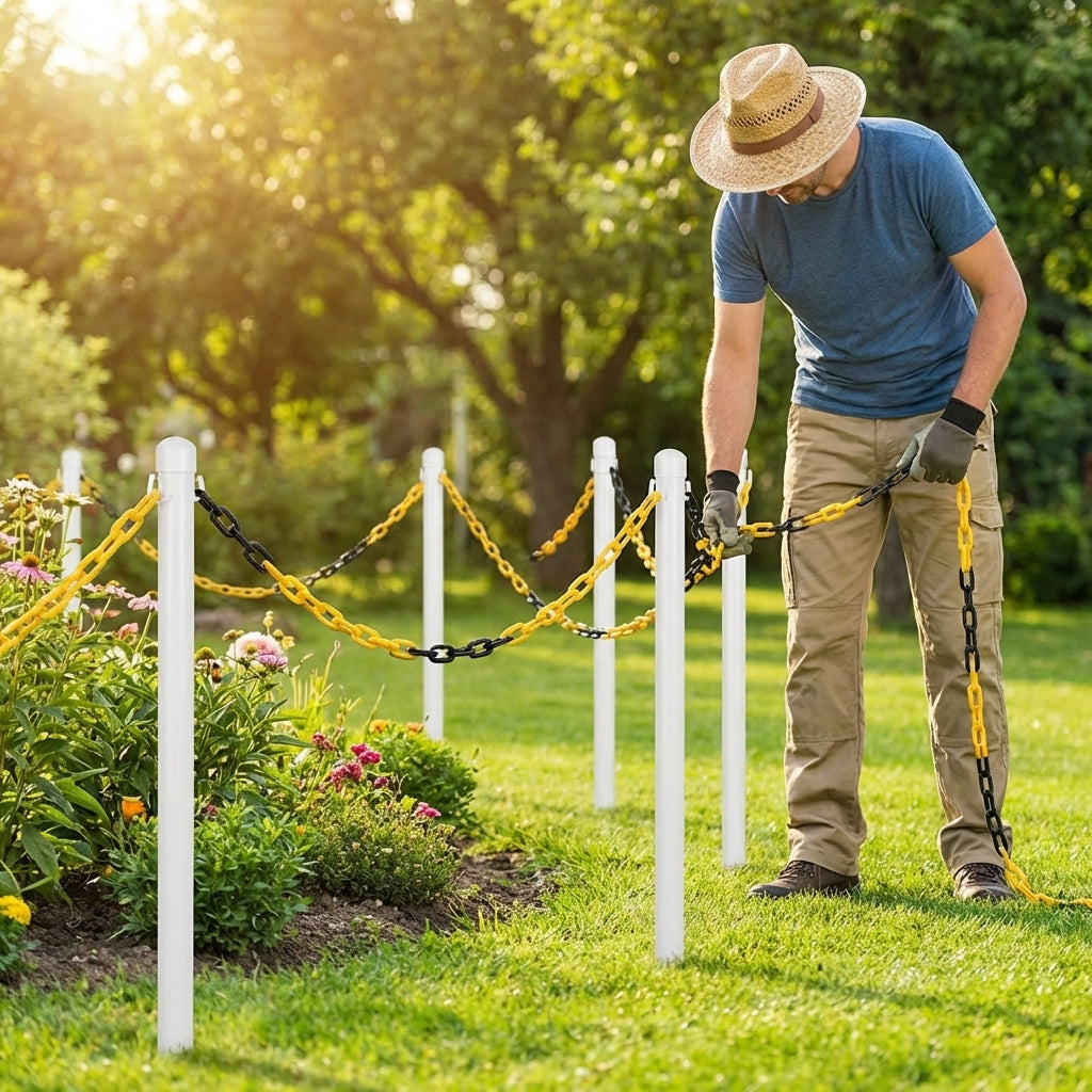 Plastic Chain Barrier in vibrant colours for versatile use