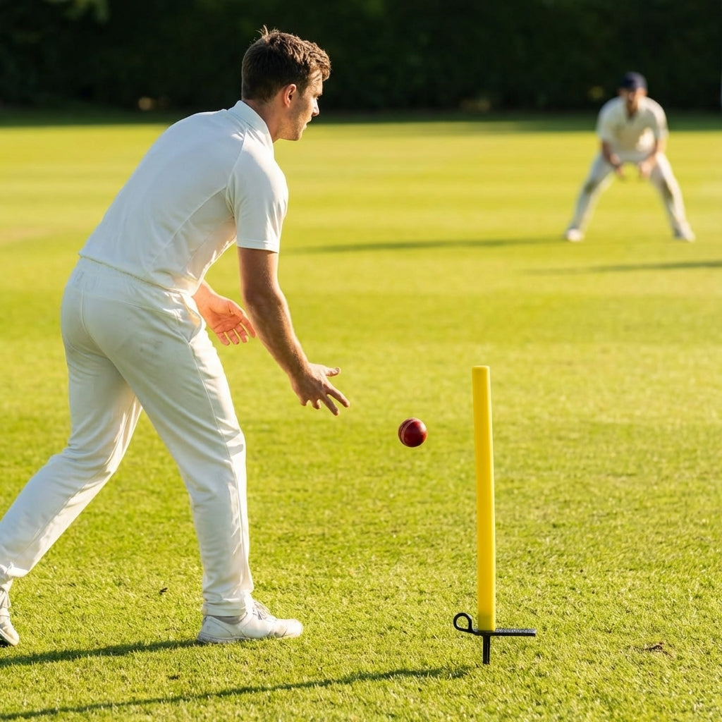 Cricket training stump with ground spike for outdoor practice
