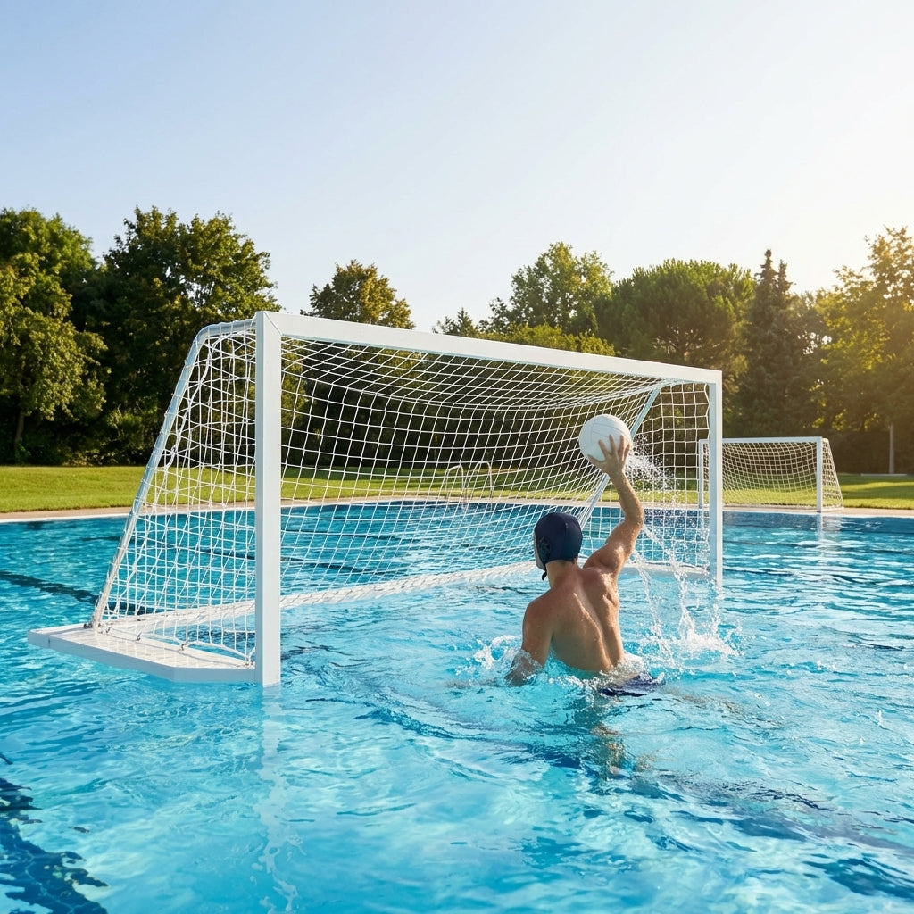 Floating water polo goal made of aluminium, suitable for competitions