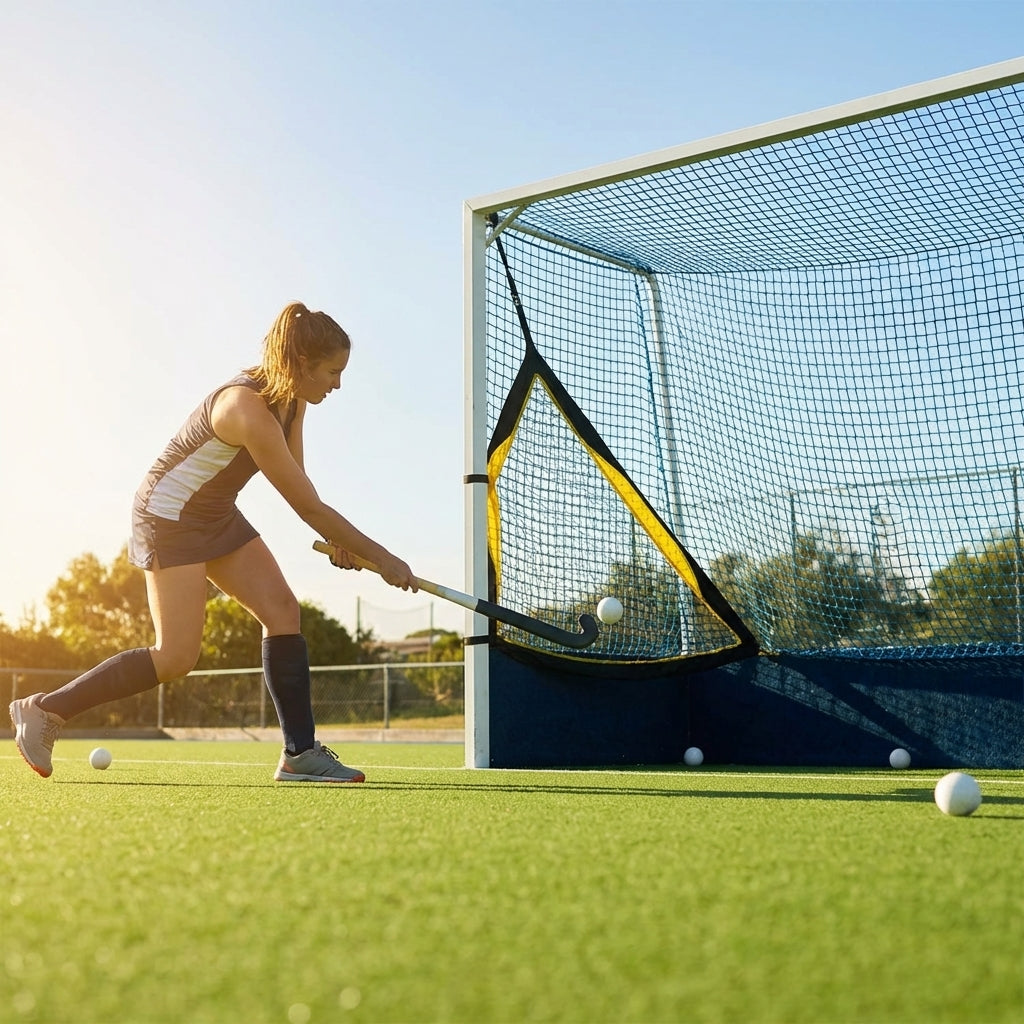 Hockey target net with durable mesh for training