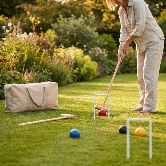 Senior Pro Croquet Set with wooden mallets and coloured balls - product detail