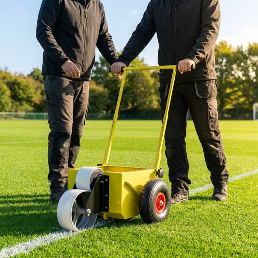 Wheel Transfer Line Marker for sports pitches in yellow steel