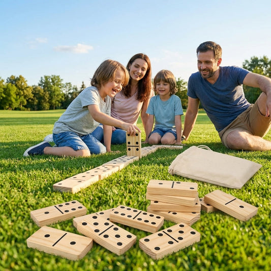 Set of giant wooden dominoes with carry bag - product detail