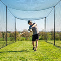 Black baseball batting cage nets made from HDPP twine for indoor and outdoor use