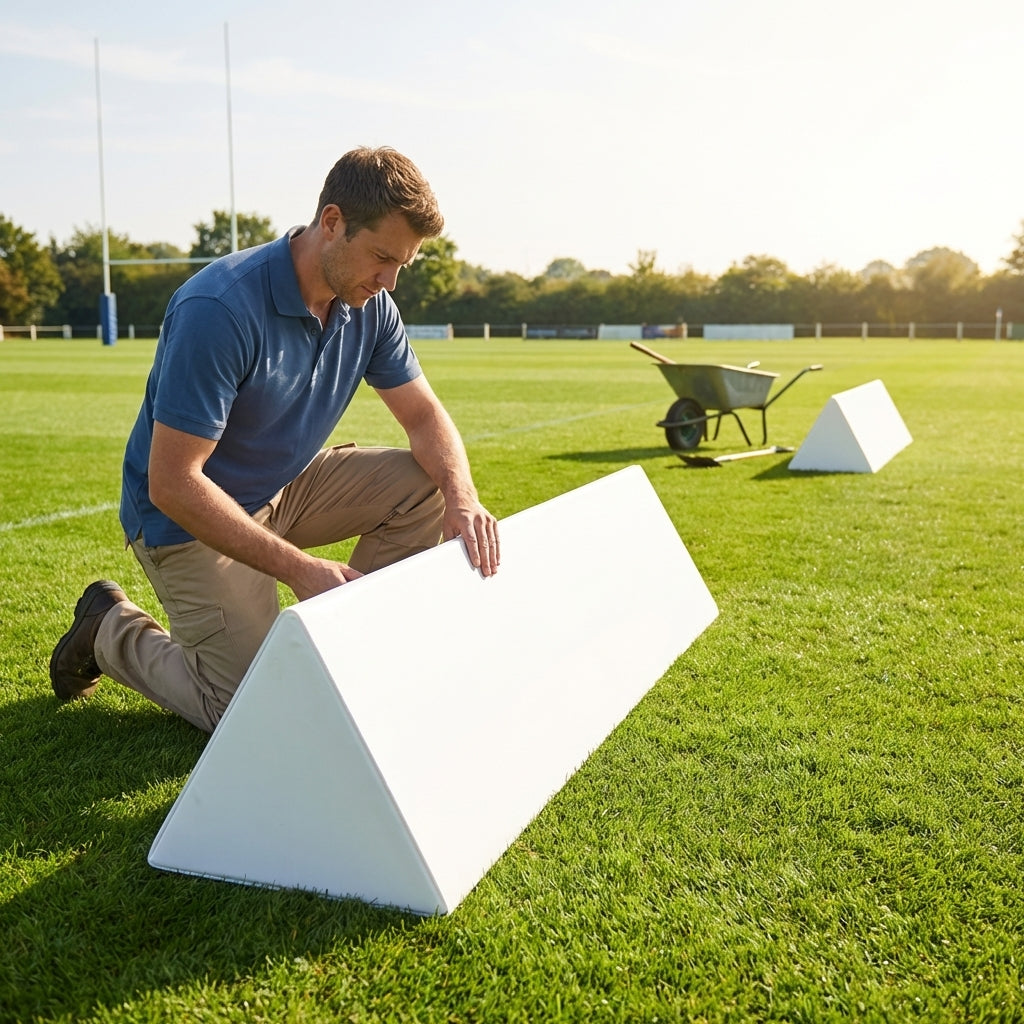 Rugby Pitch Advertising Wedges showcasing custom logo