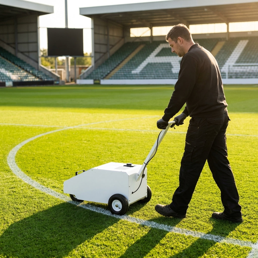 Electric line marking machine for sports pitches with zinc-plated steel frame - product detail