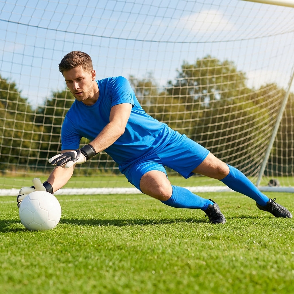 Men's Goalkeeper Kit in vibrant colours, including top, shorts, and socks.