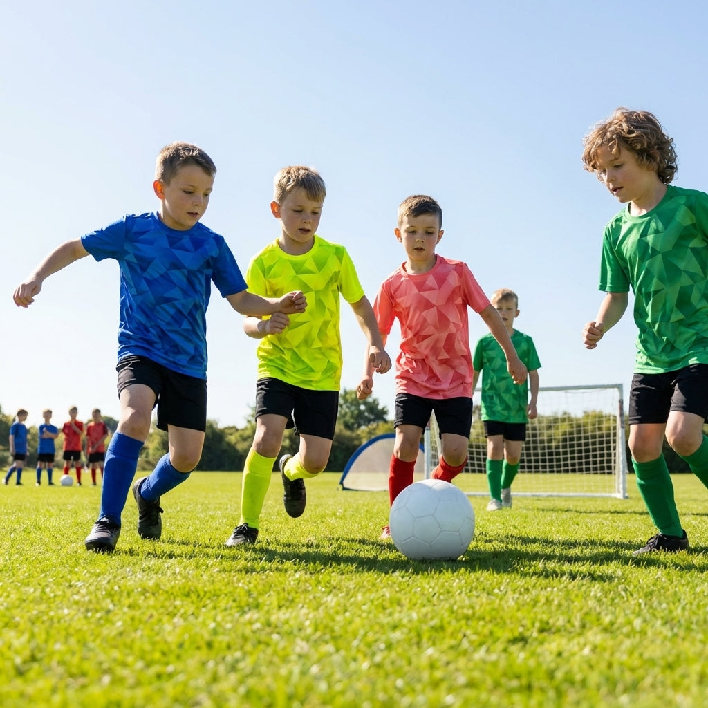 Kids' Football Shirts in vibrant colours for ages 5-14 - product detail