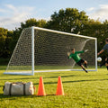 Aluminium socketed football goal with reinforced frame and weatherproof net - product detail