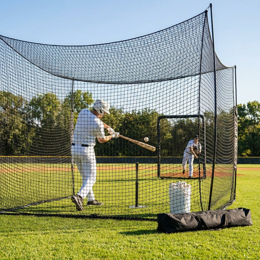 Baseball Batting Cage Net in black, 55ft length, durable for outdoor training - product detail